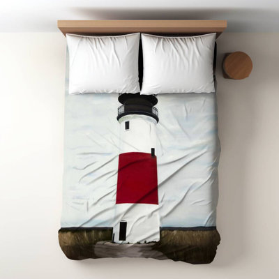 Blue Coastal Marine Twin Duvet Cover, Sankaty Lighthouse Design