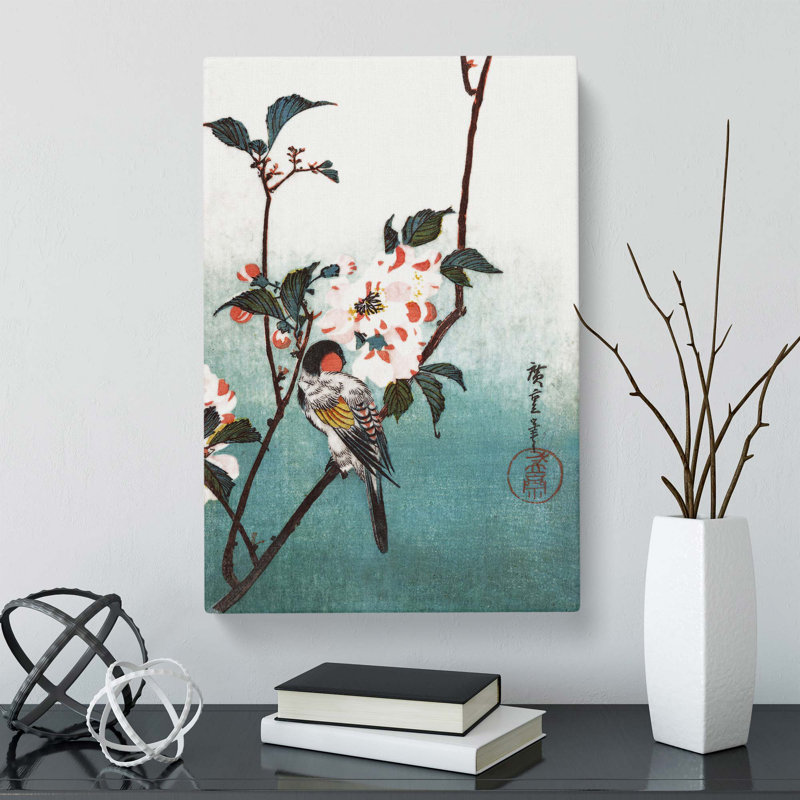 A Bird Upon A Cherry Branch by Utagawa Hiroshige - Wrapped Canvas Painting, 76 cm H x 50 cm W