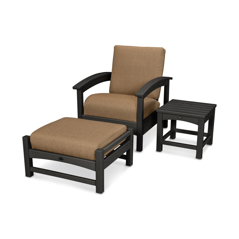Rockport 3-Piece Deep Seating Set, Spa, Charcoal Black