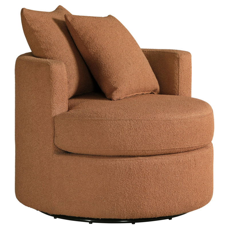 Quinn Burnt Orange Upholstered Swivel Accent Chair, Orange