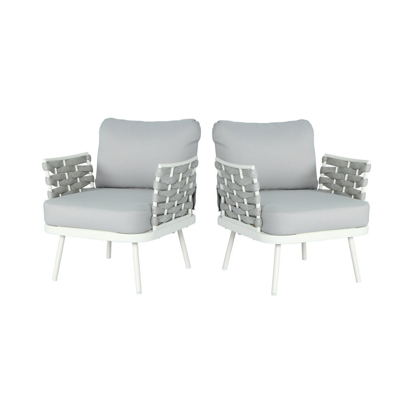 Ensemble de 2 fauteuils club en acier, Blanc cassé / blanc