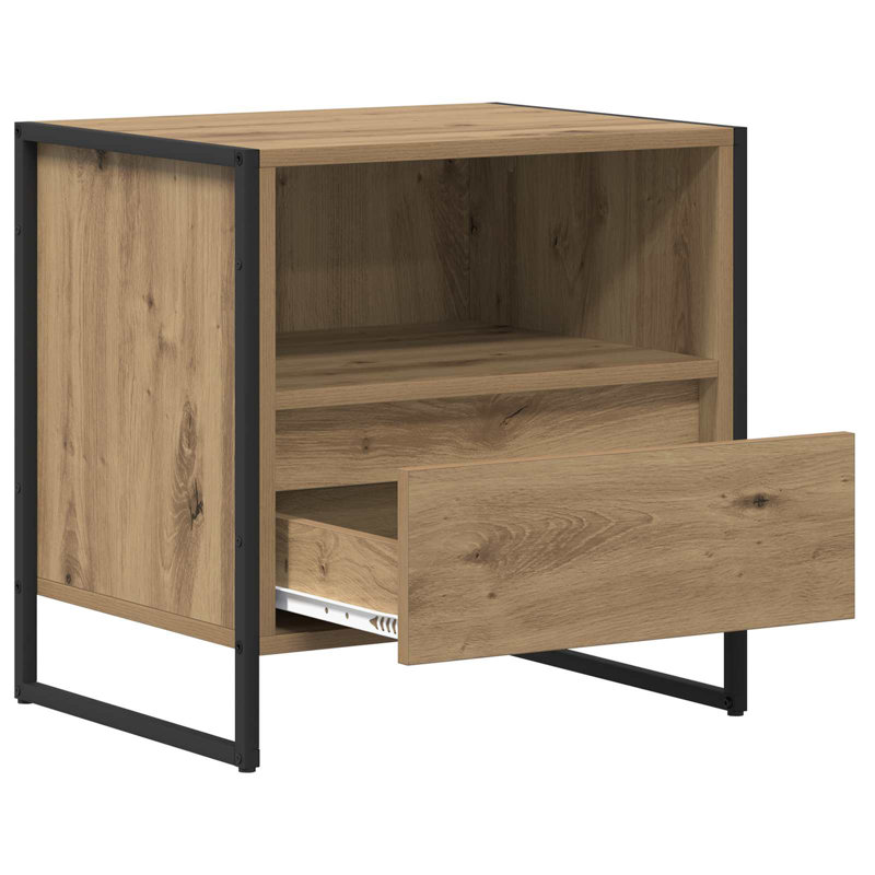 50cm W Manufactured Wood Bedside Table, Artisian Oak