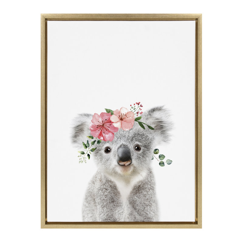 «Flower Crown Koala» par Amy Peterson, reproduction d'art sur toile encadrée