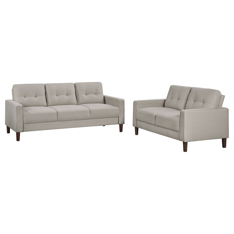 Ensemble de canapé capitonné 2 pièces Bowen, Tissu beige, 2 Pieces: Sofa, Loveseat  