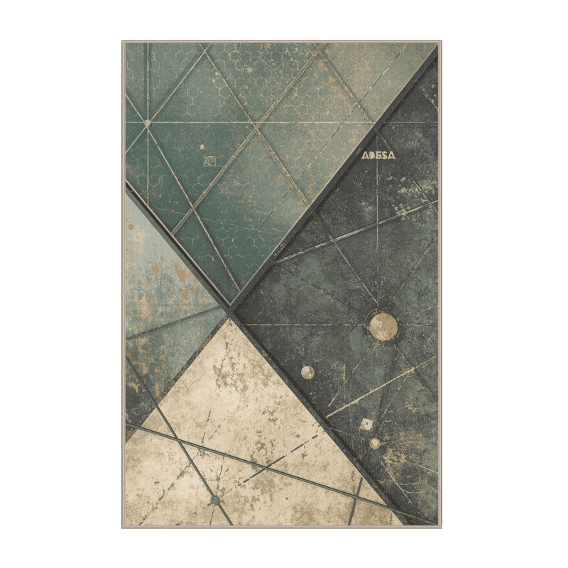 Tapis de jeu doux et moelleux à motif de jeu holographique moderne et rustique en gris - beige, 2 x 5