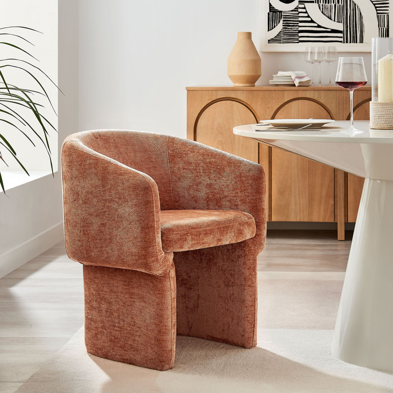 Verity Chenille Dining Armchair, Rust