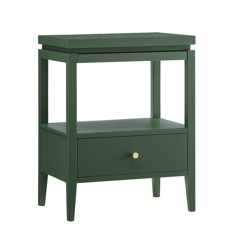 Table de chevet 1 tiroir Vintage, Vert antique