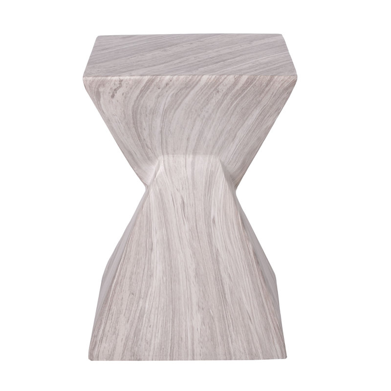 Table d'appoint en béton d'extérieur moderne de 18,5 po de hauteur, table de bout de patio avec motif cannelé sculptural, table d'appoint minimaliste géométrique résistante aux intempéries pour le jardin, le balcon et la piscine
