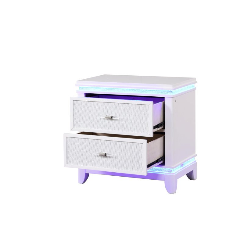 Table de chevet blanche laiteuse avec solution de rangement de qualité