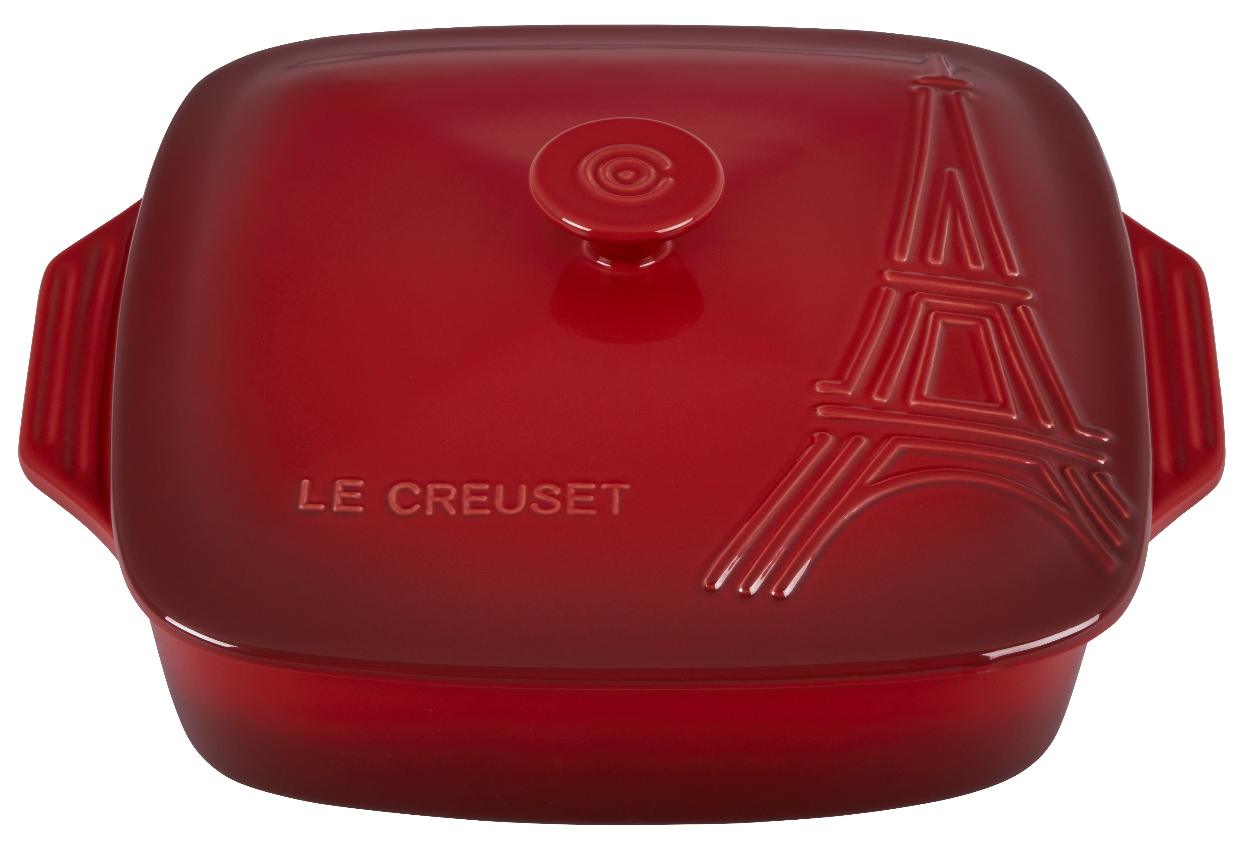 Le Creuset Stoneware 13 x 9 Cerise Rectangular Baking Dish with Platter  Lid