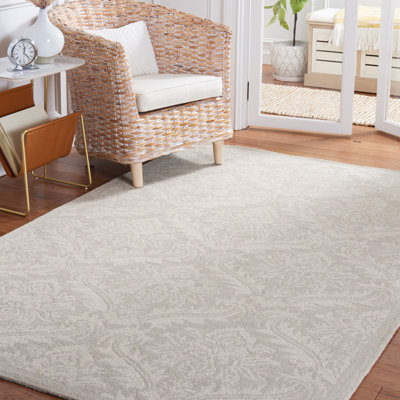 Preas Micro-Loop Hand Tufted Wool Floral Rug
