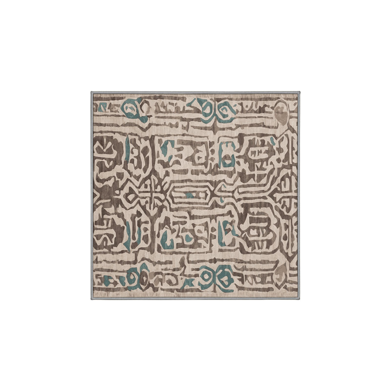Machine Washable Gray Area Rug, Square 5'