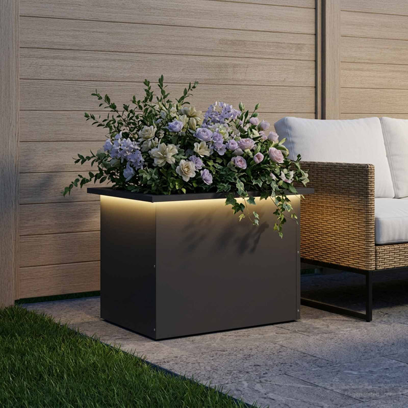 Planter Box, 40cm H x 40cm W x 60cm D, Black