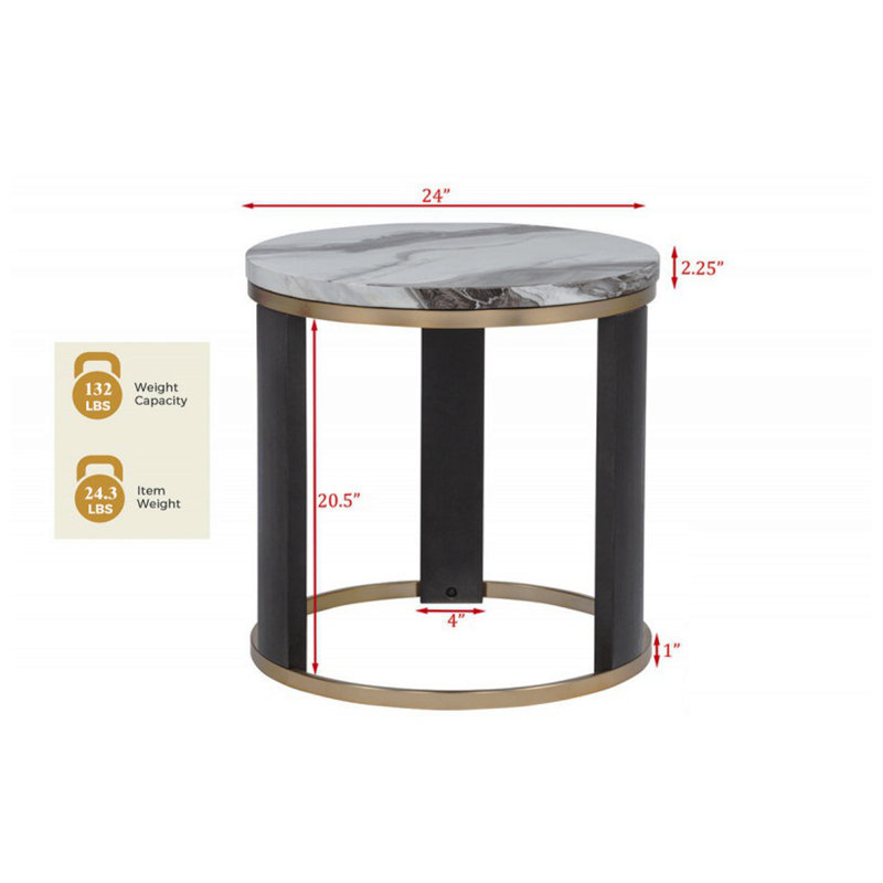 Table de bout 24 po, table d'appoint et canapé d'appoint