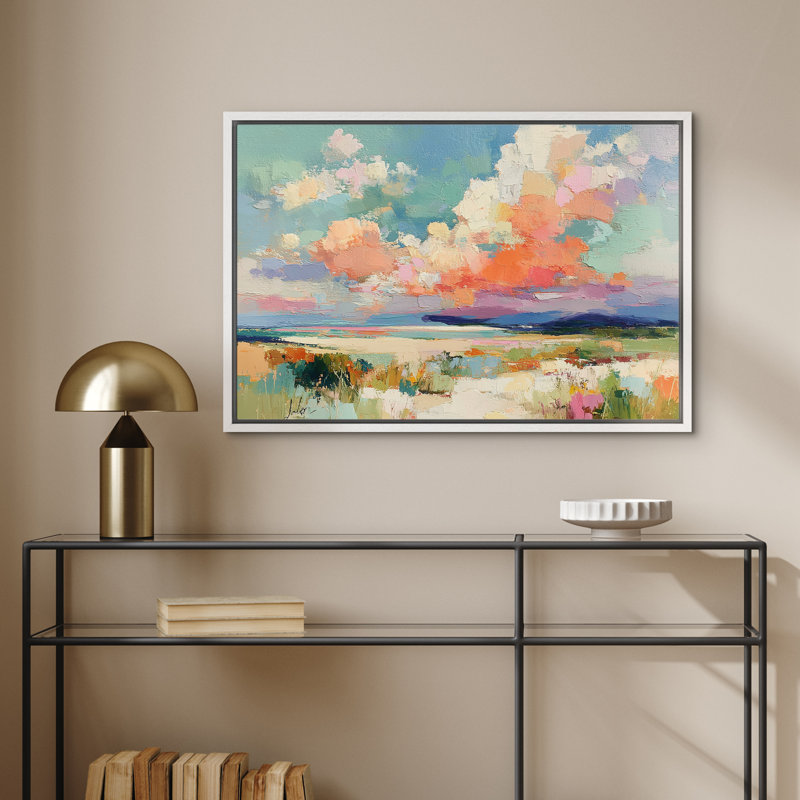 Impression de paysage mural coloré de paysage nuageux pour le salon chambre à coucher, reproduction d'art sur toile encadrée
