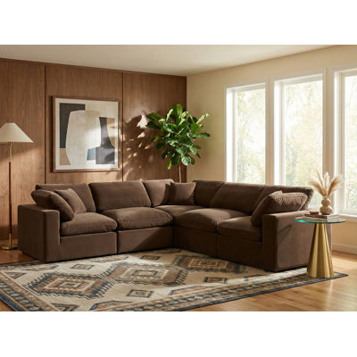Isshak Velvet L-Shaped Sectional Reversible