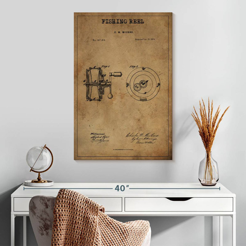Fishing Reel Patent, 30" H x 20" W