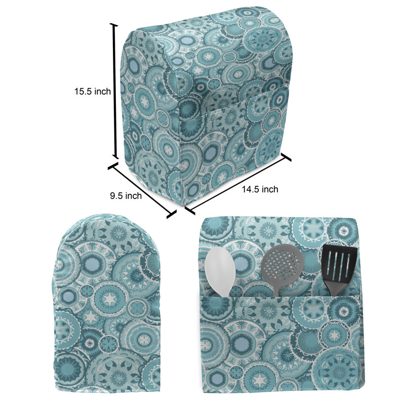Housse de batteur sur socle turquoise / bleu sarcelle / blanc