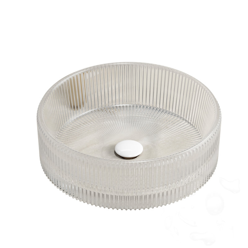 Lavabo de salle de bain rond en verre, Transparent