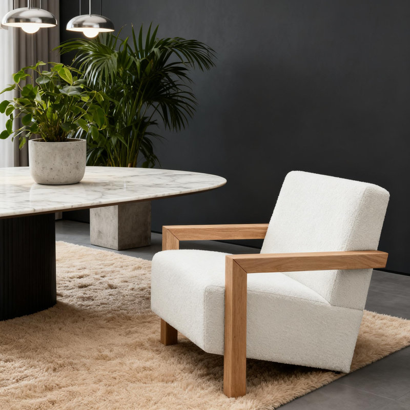 Fauteuil d'appoint rembourré Modern Ivory, Brun, Ivoire ivoire