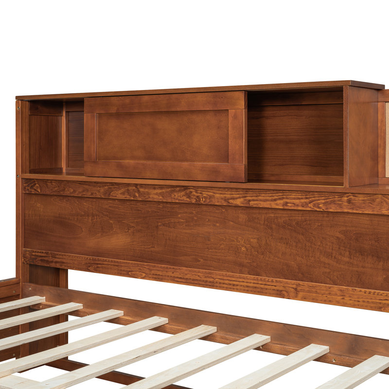 Wooden Daybed With 3 Storage Drawers, Full/Double, Walnut
