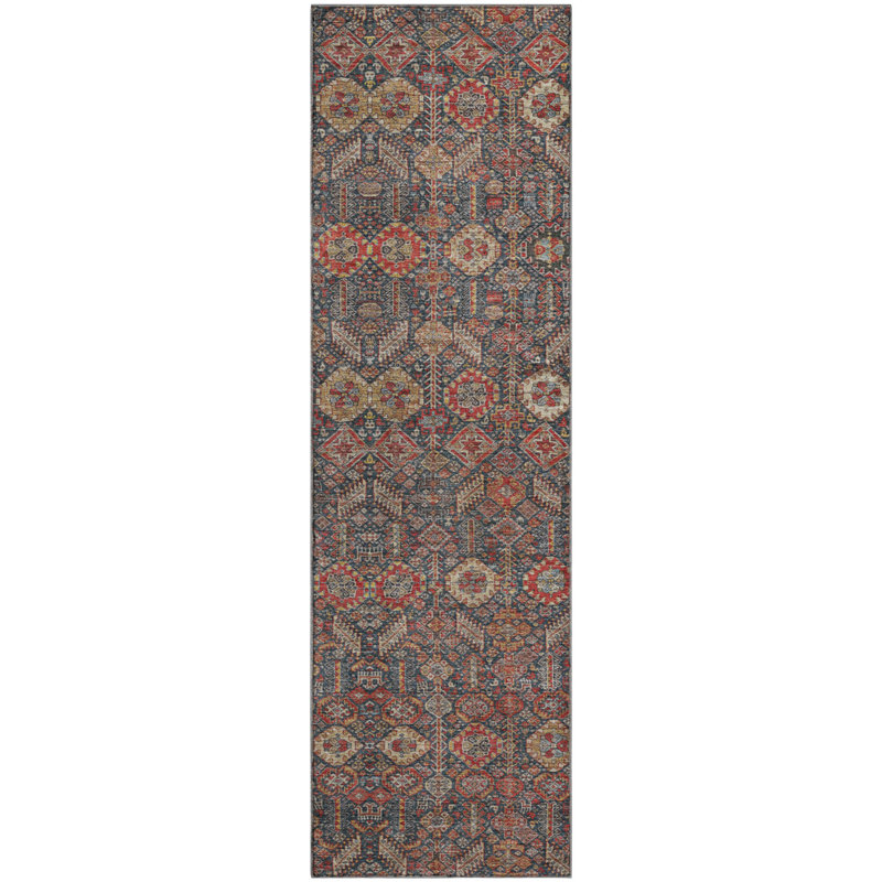 Premium Machine Washable Cerrito AMF574 Red Rug, Runner 2'3" x 7'6"