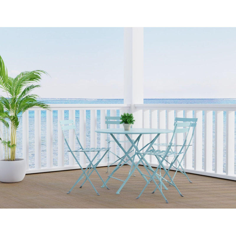 Jabbaar Round 36'' Folding Outdoor Bistro Table, Teal