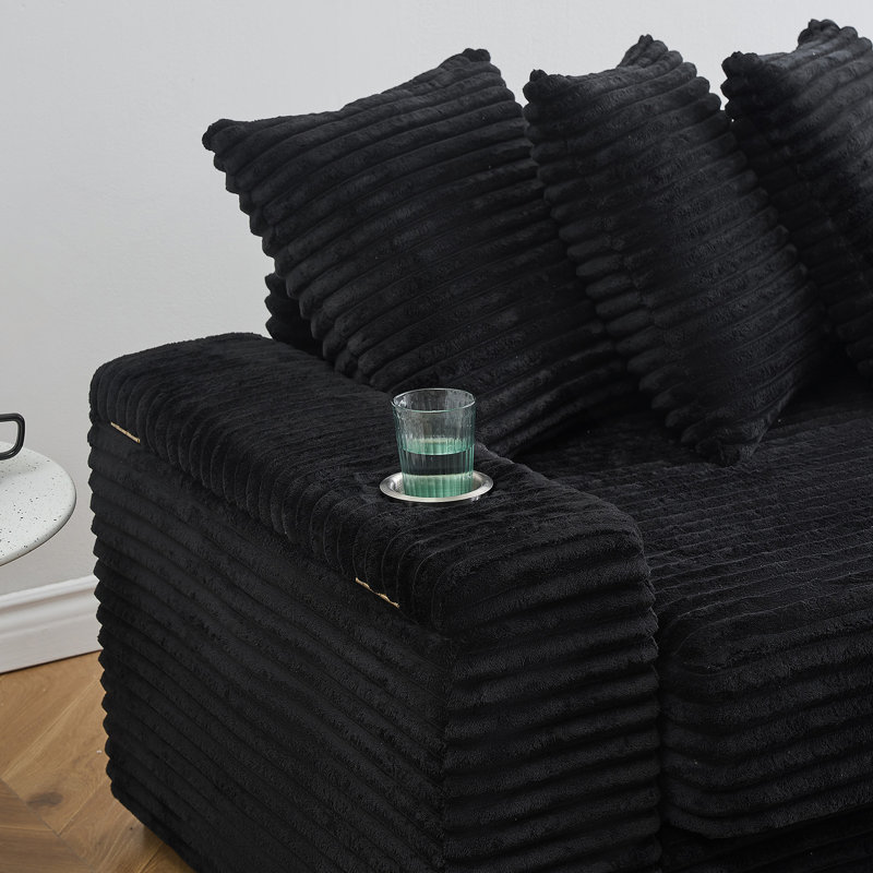 Canapé inclinable confortable avec porte-gobelet et fonction de rangement pour différentes pièces, Noir