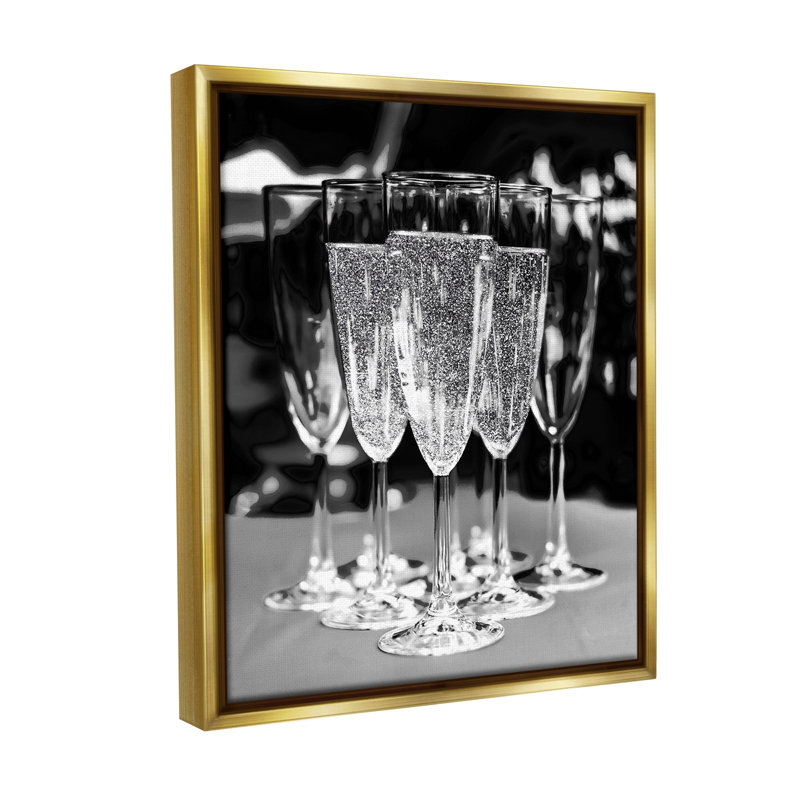«Glam Champagne Flutes Floater Frame» par Lil 'Rue sur, Cadre flottant métallique doré, H 31 po x l 25 po