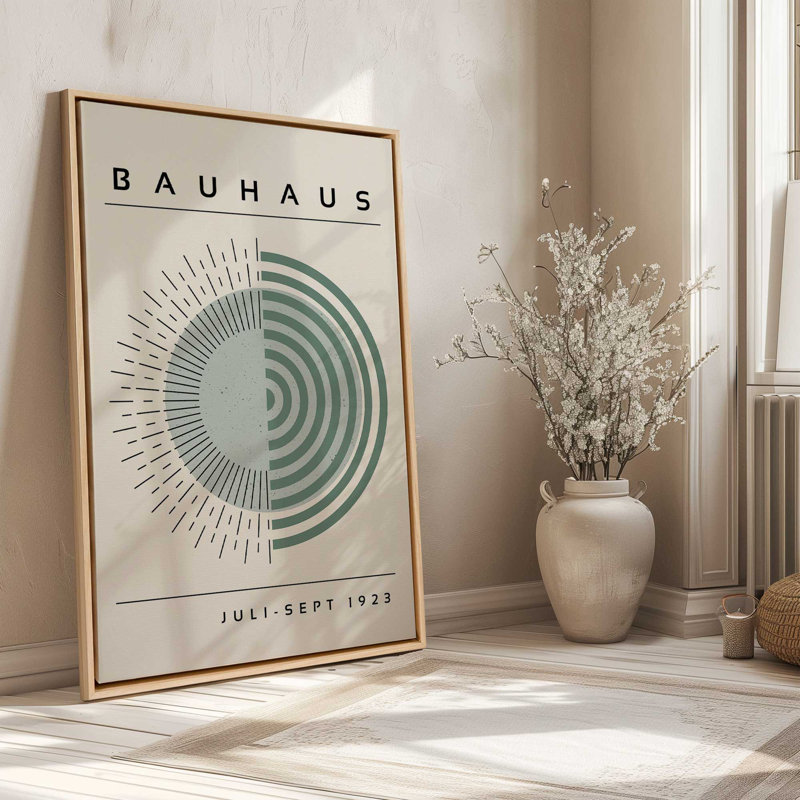 Toile tendue Bauhaus Echoing Rays, H 36,75 po x l 24,75 po x P 1,75 po, Cadre flottant or poli