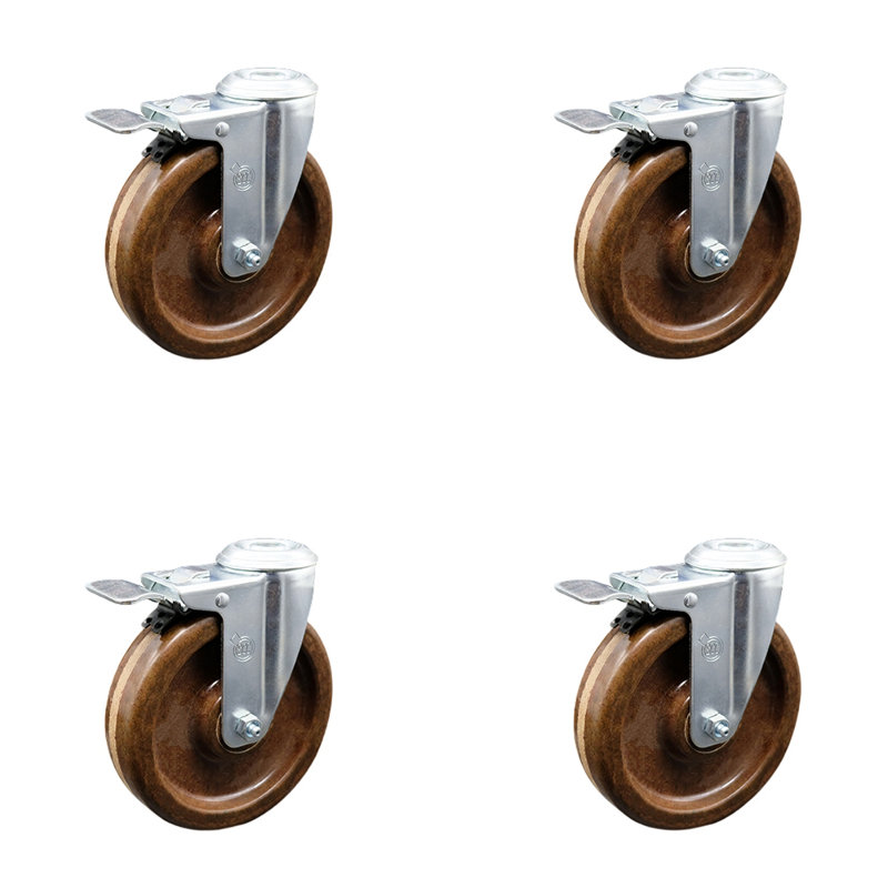 Phenolic Swivel Bolt Hole Caster with Total Lock Brake