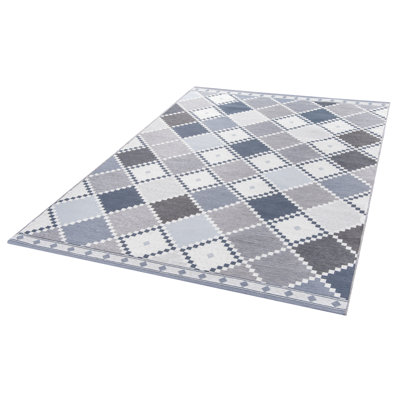 Collings Flatweave Rug in Blue/ Grey/ White