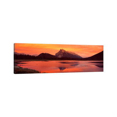Mt Rundle and Vermillion Lakes Banff National PArk Alberta Canada 1 Piece Wrapped Canvas Panoramic Wall Art