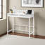Bureau d'ordinateur Casanova à finition blanche avec rehausse et pieds en métal blanc, H 47,23 po x l 47,01 po x P 23,58 po