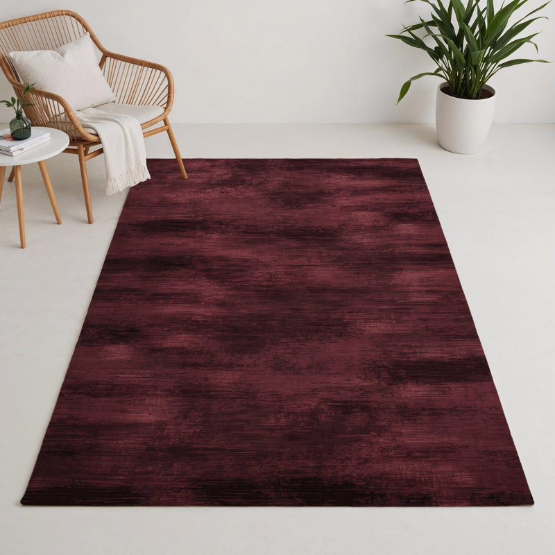Tapis rouge abstrait intérieur et extérieur, Rectangle 5 pi x 7 pi
