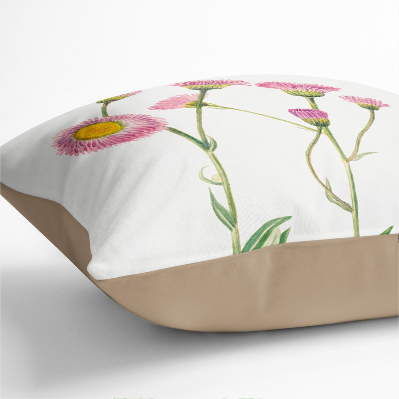 Meadow Fleabane Square Throw Cushion, Stone, 40cm H x 40cm W x 15cm D
