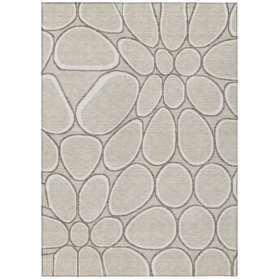 Elantra Beige Washable Indoor-Outdoor Rug - 