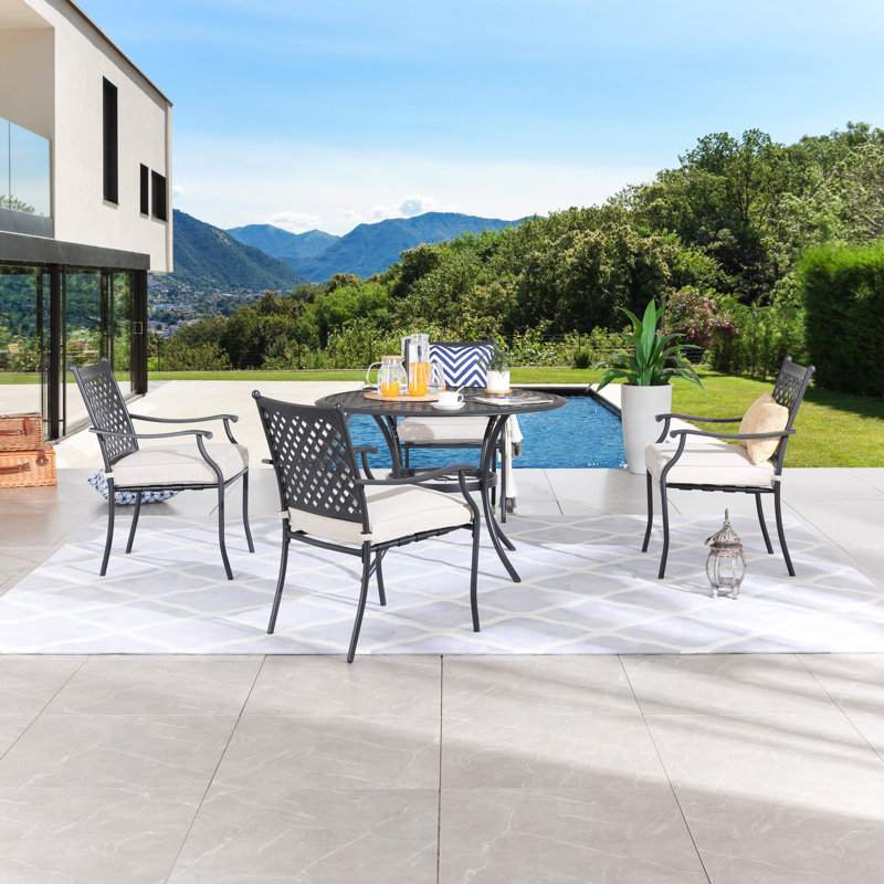Ensemble repas pour 4 personnes avec coussins Shipp, Beige