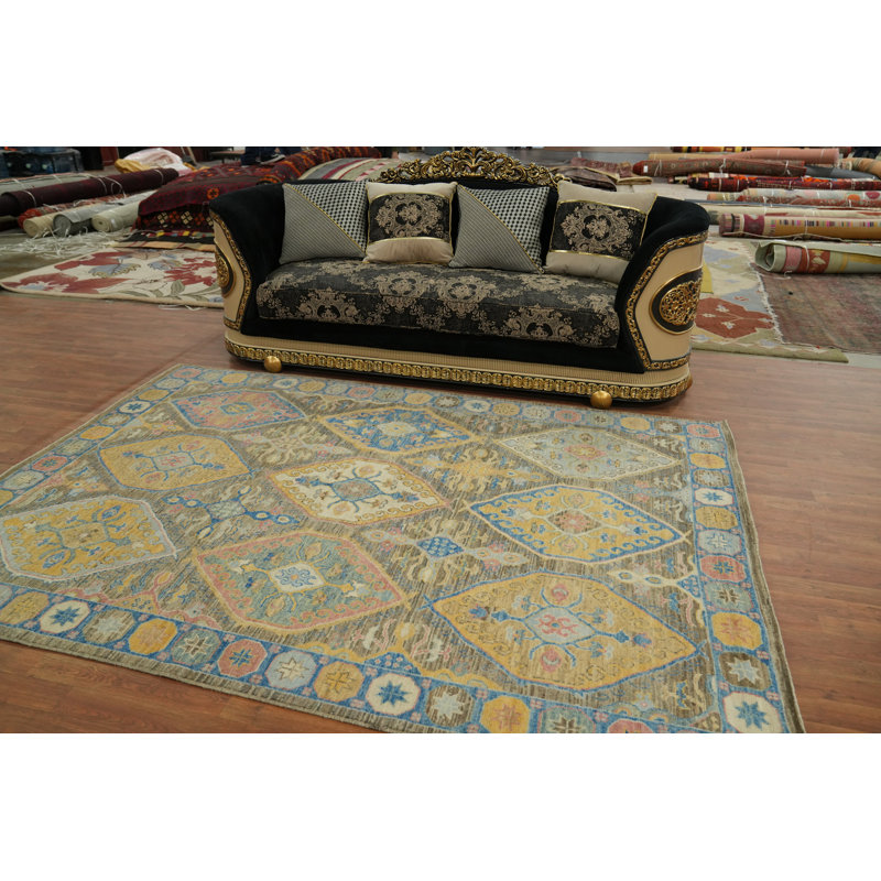 Tapis transitionnel fait à la main de teinture végétale Oushak 7 x 9