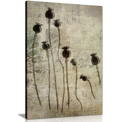 Brown Poppy Flower Floral Garden Artistic - Wrapped Canvas Art Prints