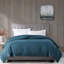 Couverture légère en duvet synthétique avec bordure en satin bleu sarcelle-119424584-119424588