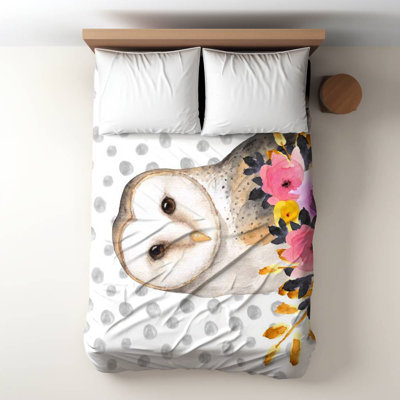 Beautiful Owl Duvet Cover - Bedroom Decor with Flowers & Animals