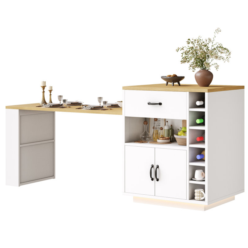 Wood Kitchen Island, White