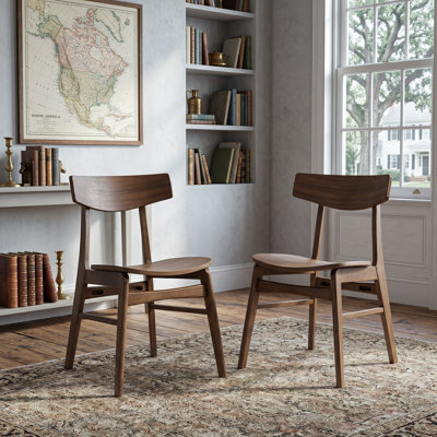 Solid Wood Dining Chair with Curved Seat&Back