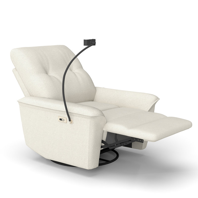 270° Power Swivel Rocker Recliner Chair w/ Phone Holder, Electric Glider Reclining Sofa with USB Ports, Power Swivel Glider, Rocking Chair Nursery Recliners for Living Room Bedroom