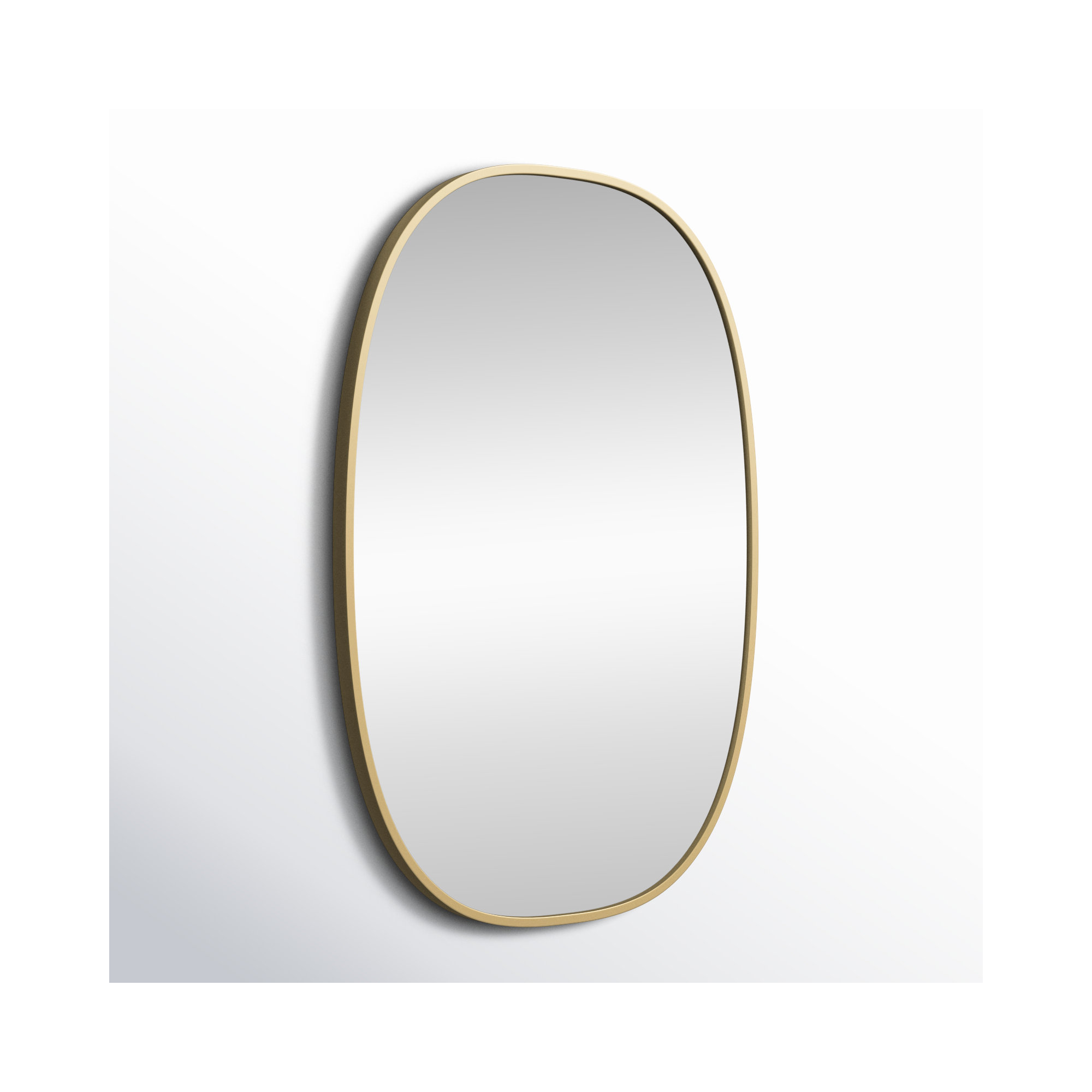 Sabine Metal Curved Oval Wall Mirror, 30" x 20", Brass