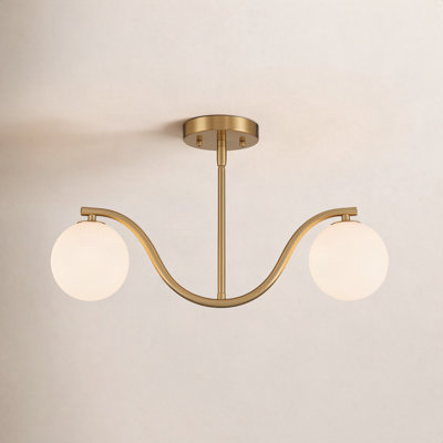 Forester Double Wave Globe Chandelier with White Jade Glass