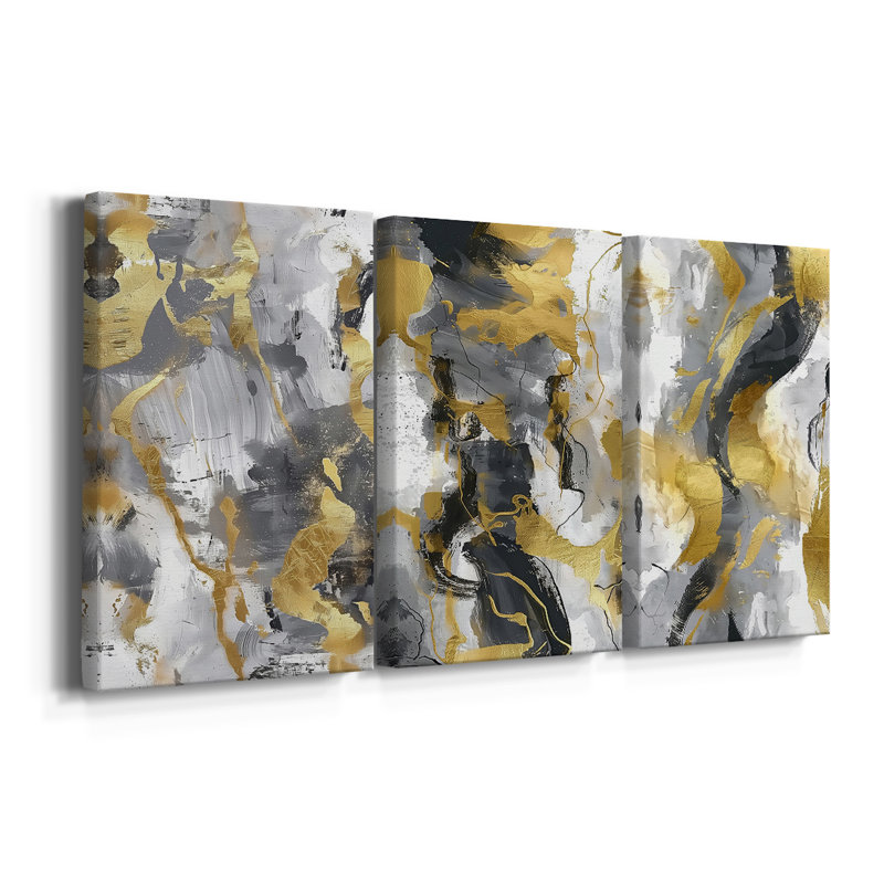 ABSTRACT Series cmxxxiv - Toile tendue sur mesure - 3 pièces, H 27 po x l 54 po