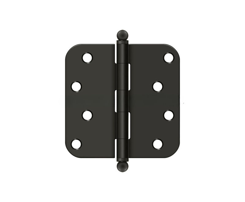 Charnière à rayon 4 po x 4 po x 5/8 po Deltana S44R510B-BT, avec embouts sphériques en bronze huilé, Bronze frotté à l'huile