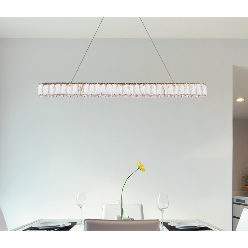 - Light Gold LED Kitchen Island Pendant, 3" H x 38" W x 2" D